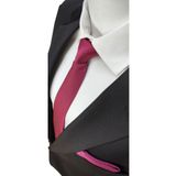 Elegante Cravatte Fuşya Renginde Armürlü Dokuma Kravat Ve Mendil