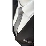 Elegante Cravatte Gümüş Gri Renginde Armürlü Oxford Desen Kravat ve Mendil