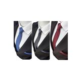 Elegante Cravatte Indigo Mavi - Antrasit Gri - Bordo Renk 3'lü Armürlü Kravat Ve Mendil Set
