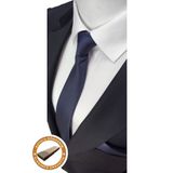 Elegante Cravatte Lacivert Renk Armürlü Oxford Desen Kravat Ve Mendil