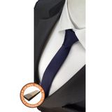 Elegante Cravatte Lacivert Renk Extra Slim Kalıp Özel Kutulu Ince Mat Kravat Ve Cep Mendili