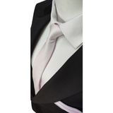 Elegante Cravatte Toz Pembe Renginde Armürlü Dokuma Kravat ve Mendil