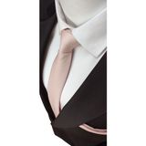 Elegante Cravatte Yavruağzı Renginde Armürlü Dokuma Kravat Mikro Kumaş ve Cep Mendili