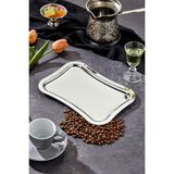 Elegante Serisi Krom Sunum Tepsisi, Söz Nişan Tepsisi, 24CM, Avangart Dizayn, Tek Adet