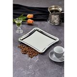 Elegante Square Serisi Krom Sunum Tepsisi, Söz Nişan Tepsisi, 22CM, Avangart Dizayn, Tek Adet