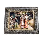 Elegantes Gezintinde Adlı İran Tebriz Halı Tablo 94x75cm - Duvar Halı Kilim Tablo