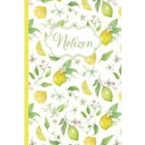 Elegantes, sommerliches Notizbuch im Zitronendesign: Notizbuch mit wunderschönem Zitronendesign Cover, helle gepunktete Linien, Geschenkbuch im romantischen Design