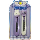Elegantshop Mini Maket Bıçağı Falçata 2'li Set 9 cm OLX-8953 - Lila Beyaz