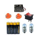 Elektirik Deney Seti, Mini Duy, Mini Ampul, Pil Yatağı, Aç- Kapa Anahtar, Kalem Pil - Mavi