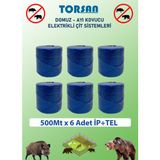 Elektirikli Çit 500m X 6 Adet Çift Örgülü Galvanizli Tel + İp
