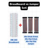 elektrik Breadboard ve 3'lü Jumper Kablo Seti (Erkek-Erkek, Erkek-Dişi, Dişi-Dişi - 20cm)