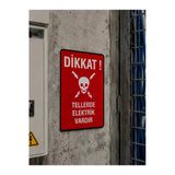 Elektrik Tehlikesi İş Güvenliği Levhası 24X35 Cm Pvc İkaz Tabelası Kapı Duvar