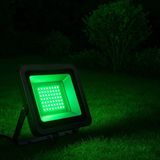Elektrikle Çalışır, 50 Watt Yeşil Işık Iç ve Dış Mekan Slim LED Projektör, Yağmurdan Etkilenmez - Siyah