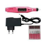 Elektrikli 12V Tırnak Törpü Seti Manikür Pedikür Protez Tırnak Ayak Nasır ve Tırnak Mantar Makinesi - Pembe