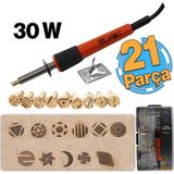 Elektrikli Ahşap Yakma Havyası Lehimi 30 W Kalem Oyma Gravür Seti Pyrography 21 Parça Metal Uç