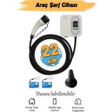 Elektrikli Akıllı Araç Şarj İstasyonu 22 Kw Duvar Tipli 5 Metre Kablo Mobil Uygulamalı Hcdk-22 Rfıd