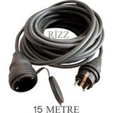 Elektrikli Araba Şarj Uzatma Kablosu 15 Metre Topraklı Siyah %100 Bakır 3x2.5mm