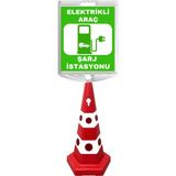 Elektrikli Araç Şarj Istasyonu Çift Taraf Baskı Kırmızı Ultra Kedi Gözlü Ağırlıklı Koni Seti Trafik Dubası