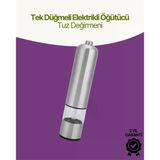 Elektrikli Baharat Öğütücü Pilli Paslanmaz Çelik Otomatik Tuz Karabiber Değirmeni Mir37183619