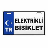 Elektrikli Bisiklet Yazılı Plakalık Plastik Beyaz - Mavi