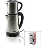 Elektrikli Çay Makinesi Çaycı Set 1.8lt Su Isıtıcı Pls.+ 0.8lt Demlik Çelik Taban 1800W 360 D - Çok Renkli