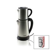 ELEKTRİKLİ ÇAY MAKİNESİ ÇAYCI SET 1.8LT SU ISITICI PLS.+ 0.8LT DEMLİK ÇELİK TABAN 1800W 360 DERECE GÖVDE HK-509 (4604)