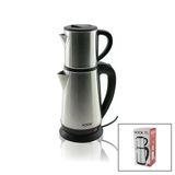 Elektrikli Çay Makinesi Çaycı Set 1.8Lt Su Isıtıcı Pls.+ 0.8Lt Demlik Çelik Taban 1800W 360 Derece Gövde Hk-509 (5433)