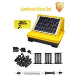 Elektrikli Çit Teli Sistemi Seti Güneş Panelli-40 Dönüme Kadar Ayı Domuz Kurt Için Etkili Koruma