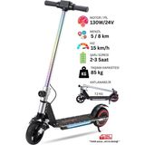 Elektrikli Çocuk Scooter - Çift Frenli Katlanabilir - LED Işıklı - Ön Çift Süspansiyonlu 8+ - GRİ