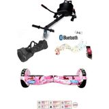 Elektrikli Kaykay Scooter Akıllı Denge Hoverboard + HoverKart + Çanta FULL LEDLİ EXTREM PAKET D05