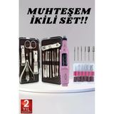 Elektrikli Manikür Pedikür Seti İkili Set 12 Parça Tırnak Bakımı Törpü Protez Çıkarma P204796s9994