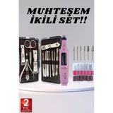 Elektrikli Manikür Pedikür Seti Ikili Set 12 Parça Tırnak Bakımı Törpü Protez Çıkarma