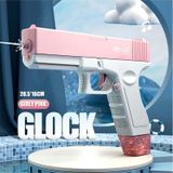 Elektrikli Otomatik Atış Yapan Çift Şaarjörlü Glock Su Tabancası Pembe Pembe