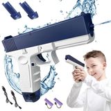 Elektrikli Otomatik Atış Yapan Çift Sarjörlü Glock Su Tabancası - Mavi