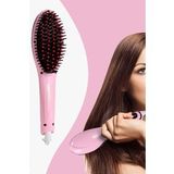 Elektrikli Saç Düzleştirici Tarak Fast Hair Straightener Pratik Pembe Saç Kurutma Tarağı