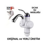 Elektrikli Sıcak Musluk Ani Su Isıtıcı Şofben Musluk Asg-3B Beyaz Gümüş