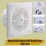 Elektrikli Wc Mutfak Büro Banyo Havalandırma 120 mm Aspiratör Fan Kirli Hava Kötü Koku Fanı 120 mm - Beyaz