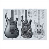 Elektro Gitar Çizimi Art Mdf Tablo 25cmX 35cm
