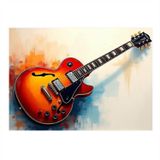 Elektro Gitar Çizimi Desenli Mdf Tablo 25cmX 35cm