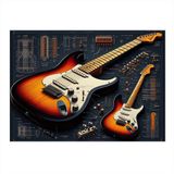 Elektro Gitar Tasarımı Modern Ahşap Tablo 25cmX 35cm