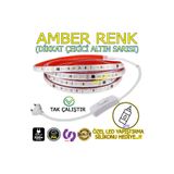ELEKTROLED 220V Şerit LED YÜKSEK IŞIK FİŞLİ VE ANAHTARLI AMBER IŞIK 4 METRE ((ADAPTÖR TRAFO YOK TAK ÇALIŞTIR)