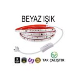 ELEKTROLED 220V Şerit LED YÜKSEK IŞIK FİŞLİ VE ANAHTARLI BEYAZ IŞIK 3 METRE ((ADAPTÖR TRAFO YOK TAK ÇALIŞTIR))