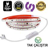 Elektroled Market 220V Şerit LED (AMBER RENK)22 METRE Yüksek Işık Fişli Anahtarlı Tak Çalıştır Yapışkanlı