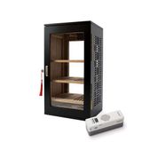 Elektronik Nemlendiricili 3 Raflı Puro Kutusu Humidor Gold Mat Siyah