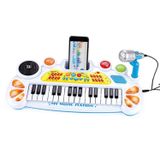 Elektronik Org Müzik Seti Mikrofonlu 45 cm Çocuk Piyano MP3 Girişli LED Işıklı Karaoke Oyuncak 3+ Yaş Beyaz