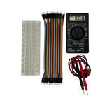 Elektronik Set Süper 3'Lü 830 Pin Breadboard, 40'Lı E-E Jumper Ve Multimetre Ölçü Aleti 9V Pil Dahil