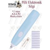 Elektronik Silgi Pilli 1 Paket Otomatik Elektrikli Taşınabilir Kalem Silgi Kara Kalem Eskiz Çizim Grafit - Mavi - Standart
