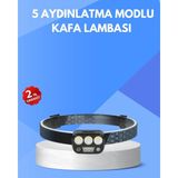 Elektronikçim 300 Lümen Sensörlü LED Kafa Lambası USB Şarjlı Sos Modlu - 1 - Renkli