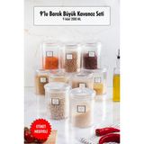Elektronikçim 9'lu Barok Yuvarlak Büyük Kavanoz Seti & Saklama Kabı & Erzak Kabı (9*2000 Ml) - Renkli