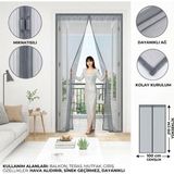 Elektronikçim Mıknatıslı Kapı Sinekliği Gri 100X210 cm Otomatik Kapanan Manyetik Tül Sineklik (4887) - Renkli - STANDART